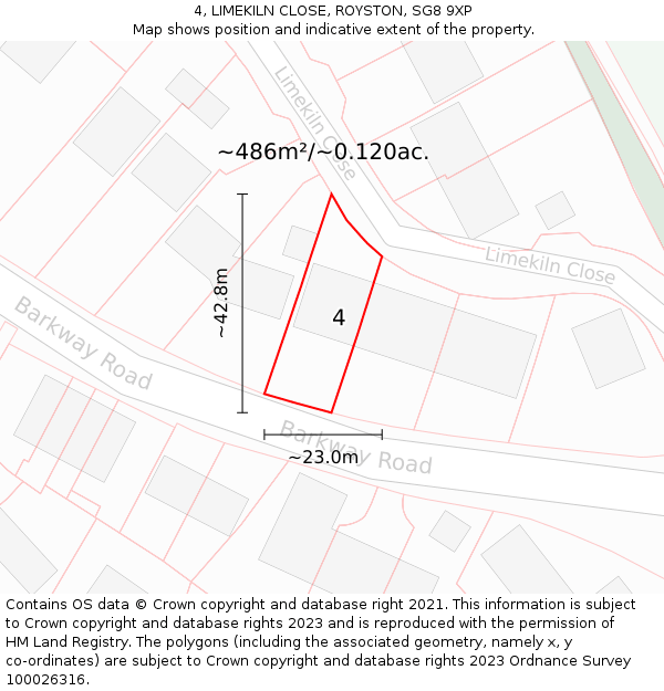 4, LIMEKILN CLOSE, ROYSTON, SG8 9XP: Plot and title map