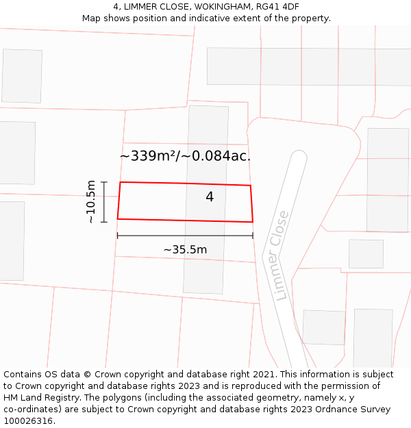 4, LIMMER CLOSE, WOKINGHAM, RG41 4DF: Plot and title map