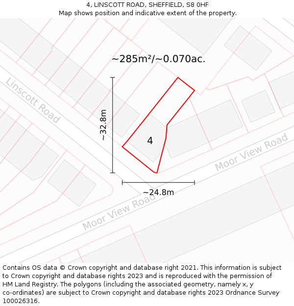 4, LINSCOTT ROAD, SHEFFIELD, S8 0HF: Plot and title map
