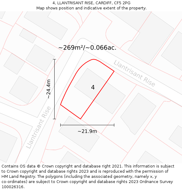 4, LLANTRISANT RISE, CARDIFF, CF5 2PG: Plot and title map