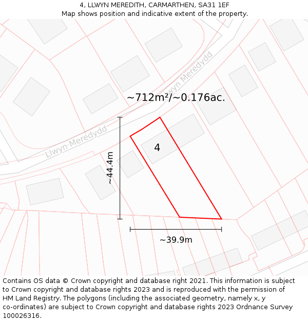 4, LLWYN MEREDITH, CARMARTHEN, SA31 1EF: Plot and title map