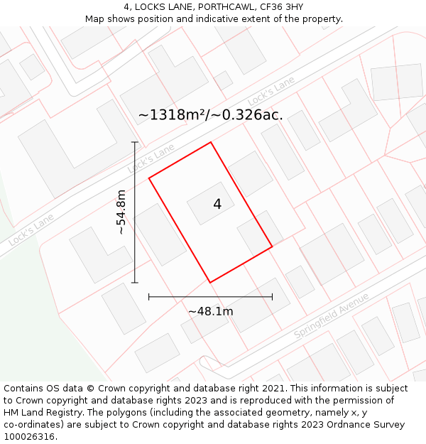 4, LOCKS LANE, PORTHCAWL, CF36 3HY: Plot and title map