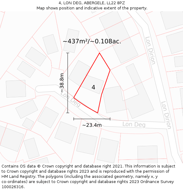 4, LON DEG, ABERGELE, LL22 8PZ: Plot and title map