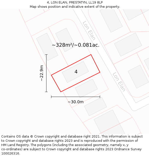 4, LON ELAN, PRESTATYN, LL19 8LP: Plot and title map