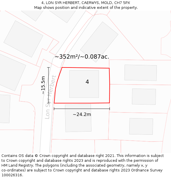 4, LON SYR HERBERT, CAERWYS, MOLD, CH7 5PX: Plot and title map