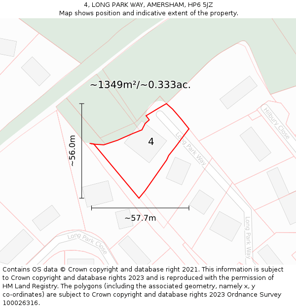 4, LONG PARK WAY, AMERSHAM, HP6 5JZ: Plot and title map