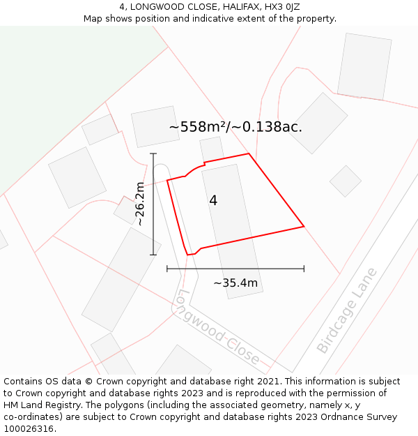 4, LONGWOOD CLOSE, HALIFAX, HX3 0JZ: Plot and title map