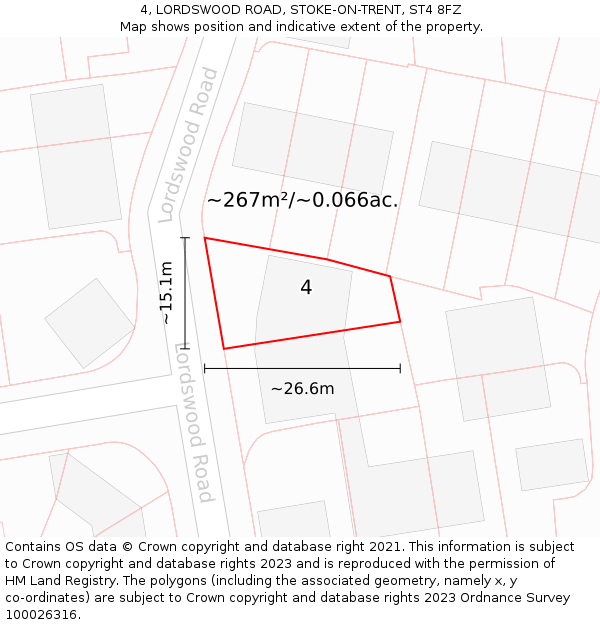 4, LORDSWOOD ROAD, STOKE-ON-TRENT, ST4 8FZ: Plot and title map