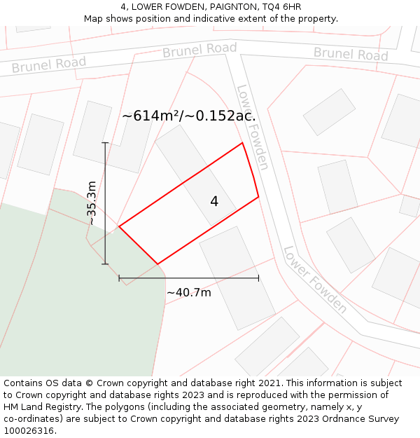 4, LOWER FOWDEN, PAIGNTON, TQ4 6HR: Plot and title map