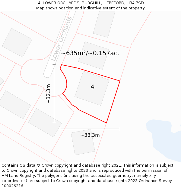 4, LOWER ORCHARDS, BURGHILL, HEREFORD, HR4 7SD: Plot and title map