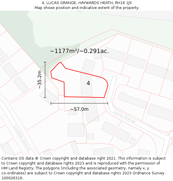 4, LUCAS GRANGE, HAYWARDS HEATH, RH16 1JS: Plot and title map