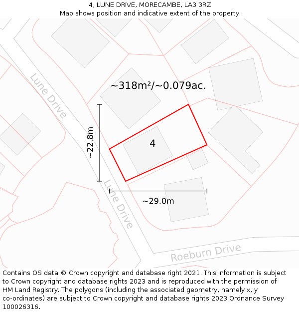 4, LUNE DRIVE, MORECAMBE, LA3 3RZ: Plot and title map