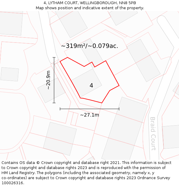 4, LYTHAM COURT, WELLINGBOROUGH, NN8 5PB: Plot and title map