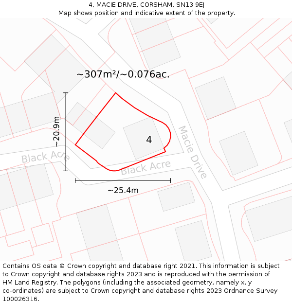 4, MACIE DRIVE, CORSHAM, SN13 9EJ: Plot and title map