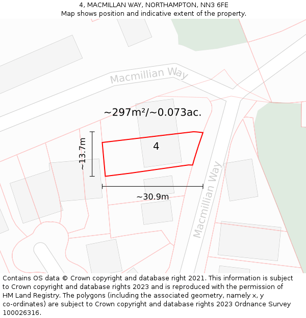 4, MACMILLAN WAY, NORTHAMPTON, NN3 6FE: Plot and title map