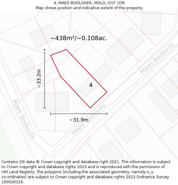 4, MAES BODLONFA, MOLD, CH7 1DR: Plot and title map