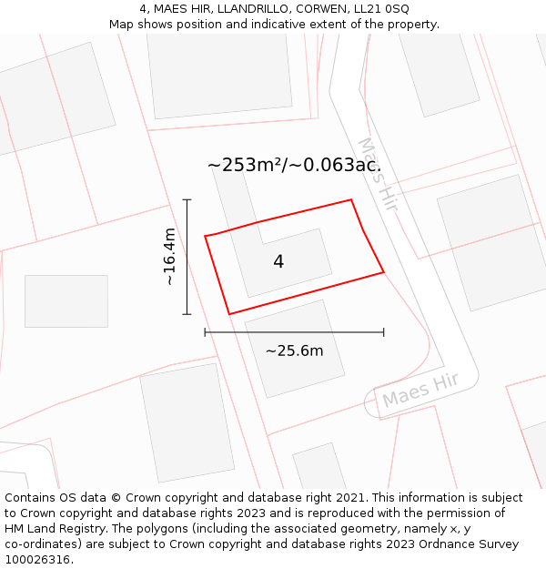 4, MAES HIR, LLANDRILLO, CORWEN, LL21 0SQ: Plot and title map