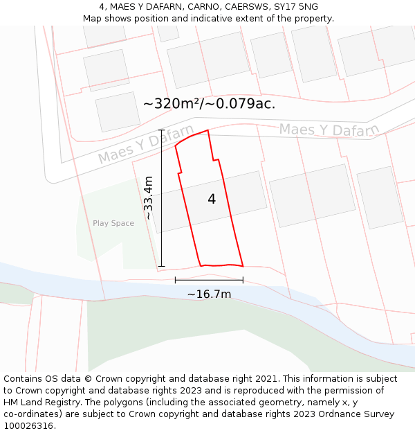 4, MAES Y DAFARN, CARNO, CAERSWS, SY17 5NG: Plot and title map