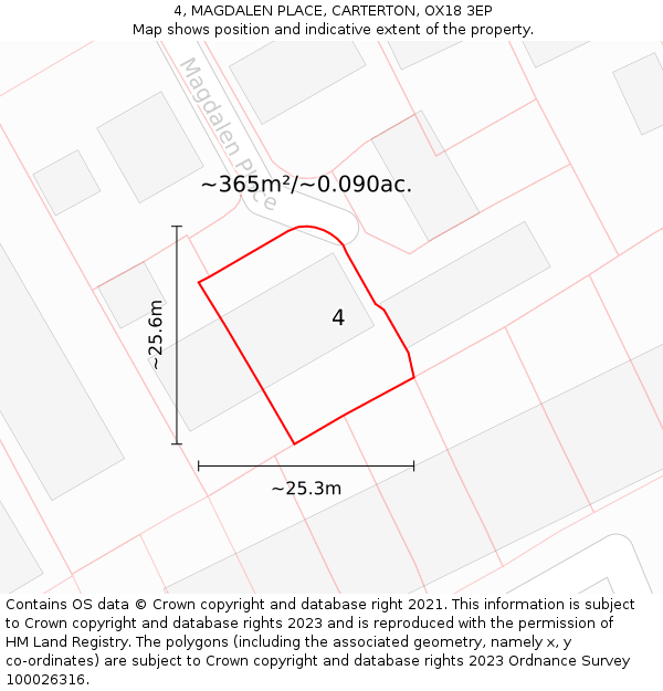 4, MAGDALEN PLACE, CARTERTON, OX18 3EP: Plot and title map