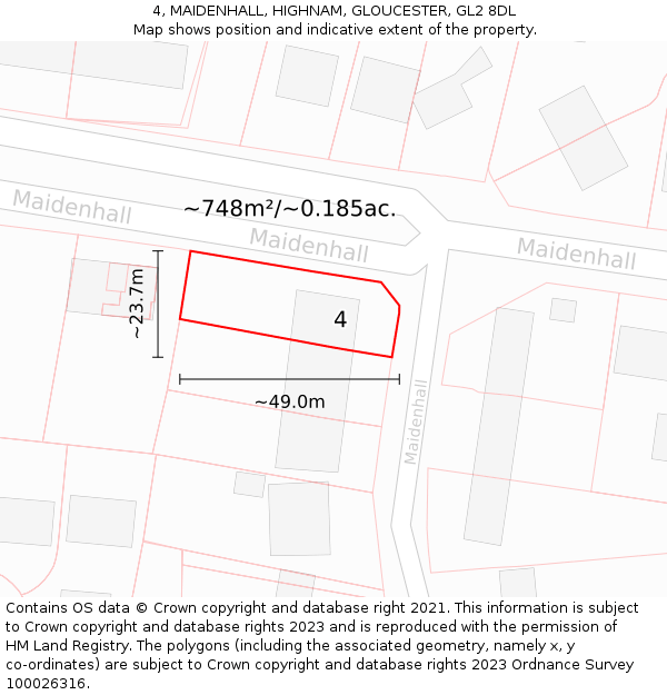 4, MAIDENHALL, HIGHNAM, GLOUCESTER, GL2 8DL: Plot and title map