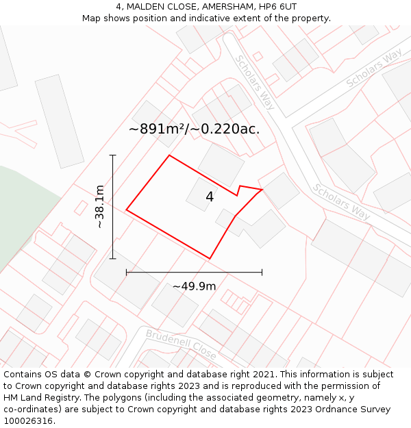 4, MALDEN CLOSE, AMERSHAM, HP6 6UT: Plot and title map