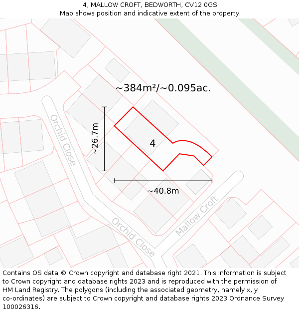 4, MALLOW CROFT, BEDWORTH, CV12 0GS: Plot and title map