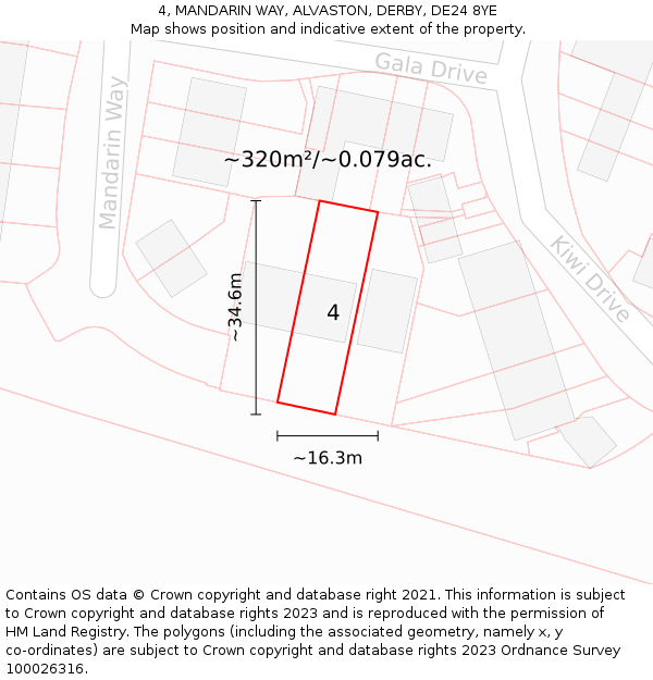 4, MANDARIN WAY, ALVASTON, DERBY, DE24 8YE: Plot and title map