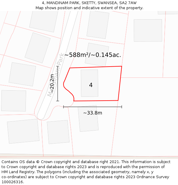 4, MANDINAM PARK, SKETTY, SWANSEA, SA2 7AW: Plot and title map