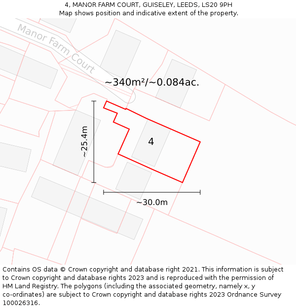 4, MANOR FARM COURT, GUISELEY, LEEDS, LS20 9PH: Plot and title map