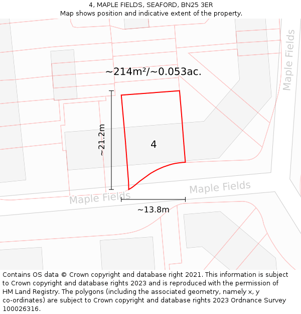 4, MAPLE FIELDS, SEAFORD, BN25 3ER: Plot and title map