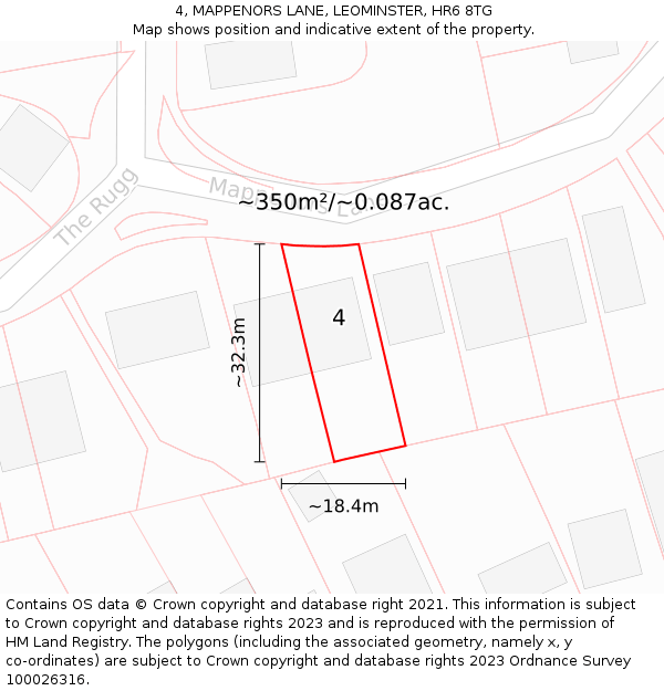 4, MAPPENORS LANE, LEOMINSTER, HR6 8TG: Plot and title map