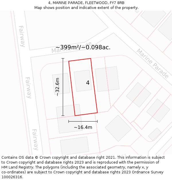 4, MARINE PARADE, FLEETWOOD, FY7 8RB: Plot and title map