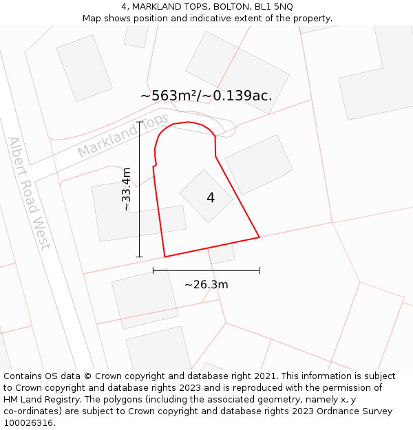 4, MARKLAND TOPS, BOLTON, BL1 5NQ: Plot and title map