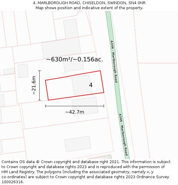 4, MARLBOROUGH ROAD, CHISELDON, SWINDON, SN4 0NR: Plot and title map