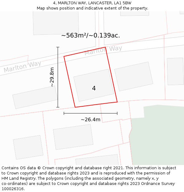 4, MARLTON WAY, LANCASTER, LA1 5BW: Plot and title map