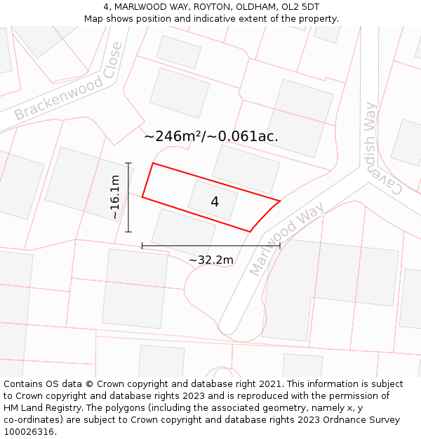 4, MARLWOOD WAY, ROYTON, OLDHAM, OL2 5DT: Plot and title map