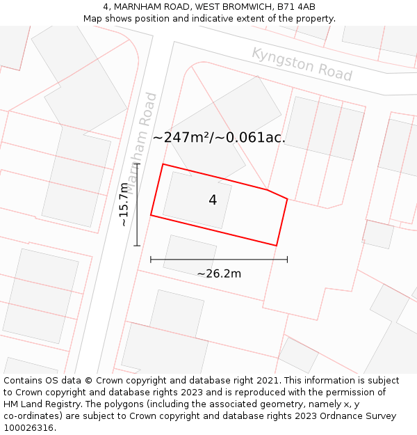 4, MARNHAM ROAD, WEST BROMWICH, B71 4AB: Plot and title map