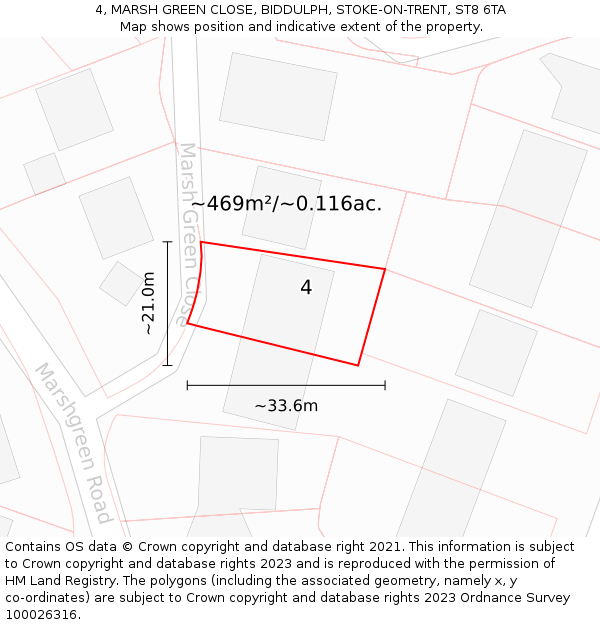 4, MARSH GREEN CLOSE, BIDDULPH, STOKE-ON-TRENT, ST8 6TA: Plot and title map