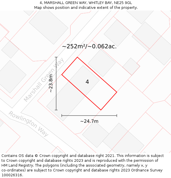 4, MARSHALL GREEN WAY, WHITLEY BAY, NE25 9GL: Plot and title map