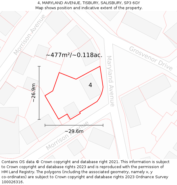 4, MARYLAND AVENUE, TISBURY, SALISBURY, SP3 6GY: Plot and title map