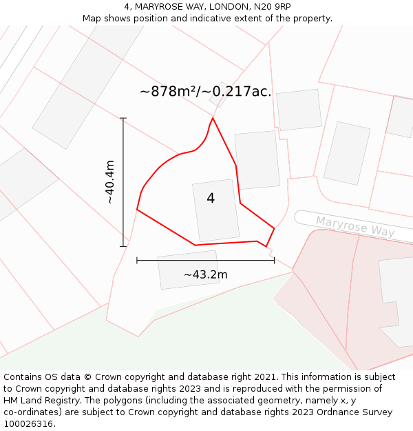 4, MARYROSE WAY, LONDON, N20 9RP: Plot and title map