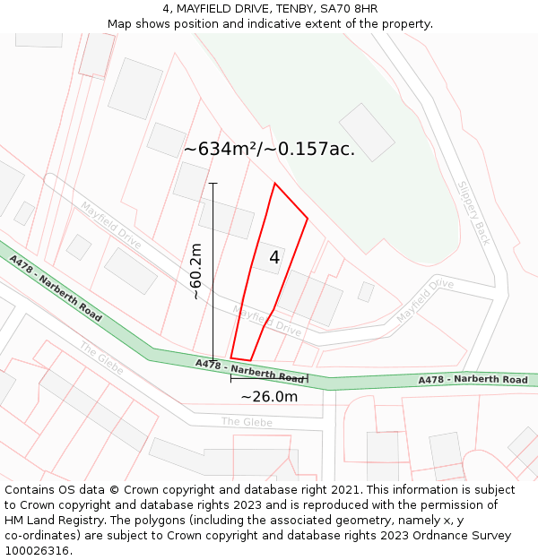 4, MAYFIELD DRIVE, TENBY, SA70 8HR: Plot and title map