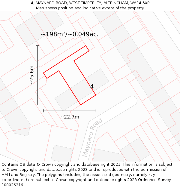 4, MAYNARD ROAD, WEST TIMPERLEY, ALTRINCHAM, WA14 5XP: Plot and title map