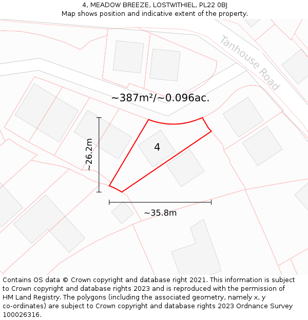 4, MEADOW BREEZE, LOSTWITHIEL, PL22 0BJ: Plot and title map