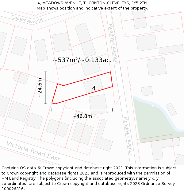 4, MEADOWS AVENUE, THORNTON-CLEVELEYS, FY5 2TN: Plot and title map