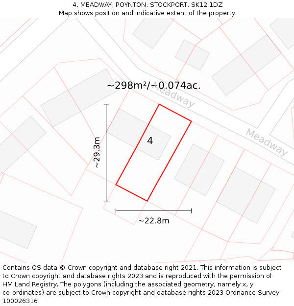 4, MEADWAY, POYNTON, STOCKPORT, SK12 1DZ: Plot and title map