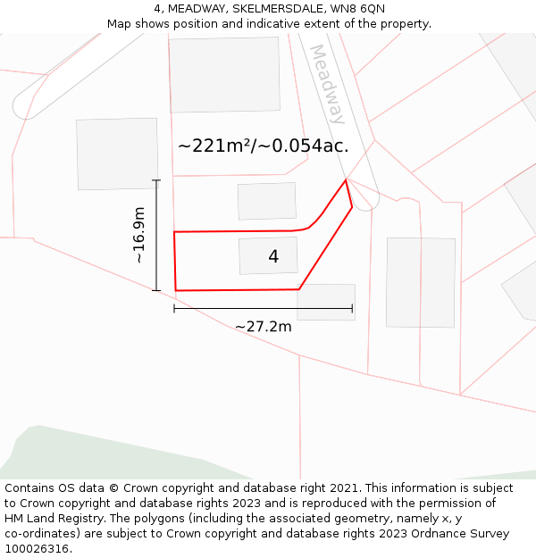 4, MEADWAY, SKELMERSDALE, WN8 6QN: Plot and title map