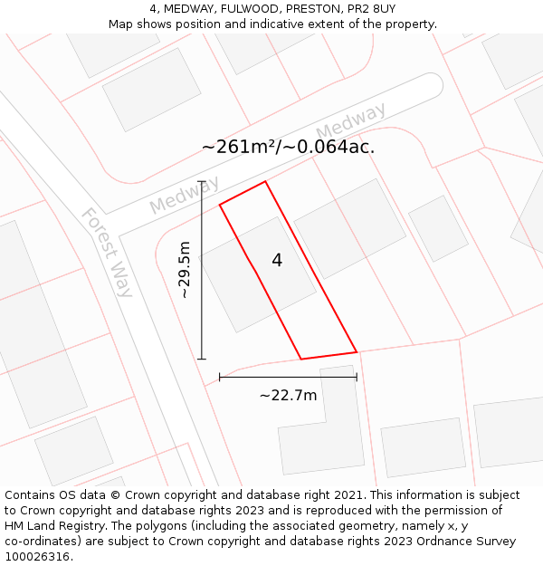 4, MEDWAY, FULWOOD, PRESTON, PR2 8UY: Plot and title map