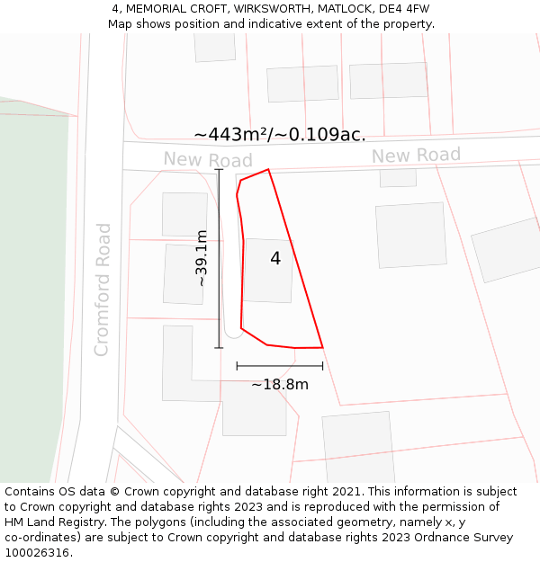 4, MEMORIAL CROFT, WIRKSWORTH, MATLOCK, DE4 4FW: Plot and title map