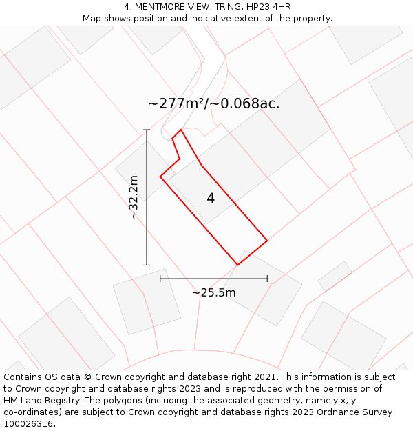 4, MENTMORE VIEW, TRING, HP23 4HR: Plot and title map